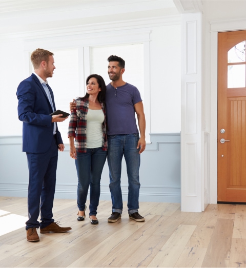 Group visiting manufactured home