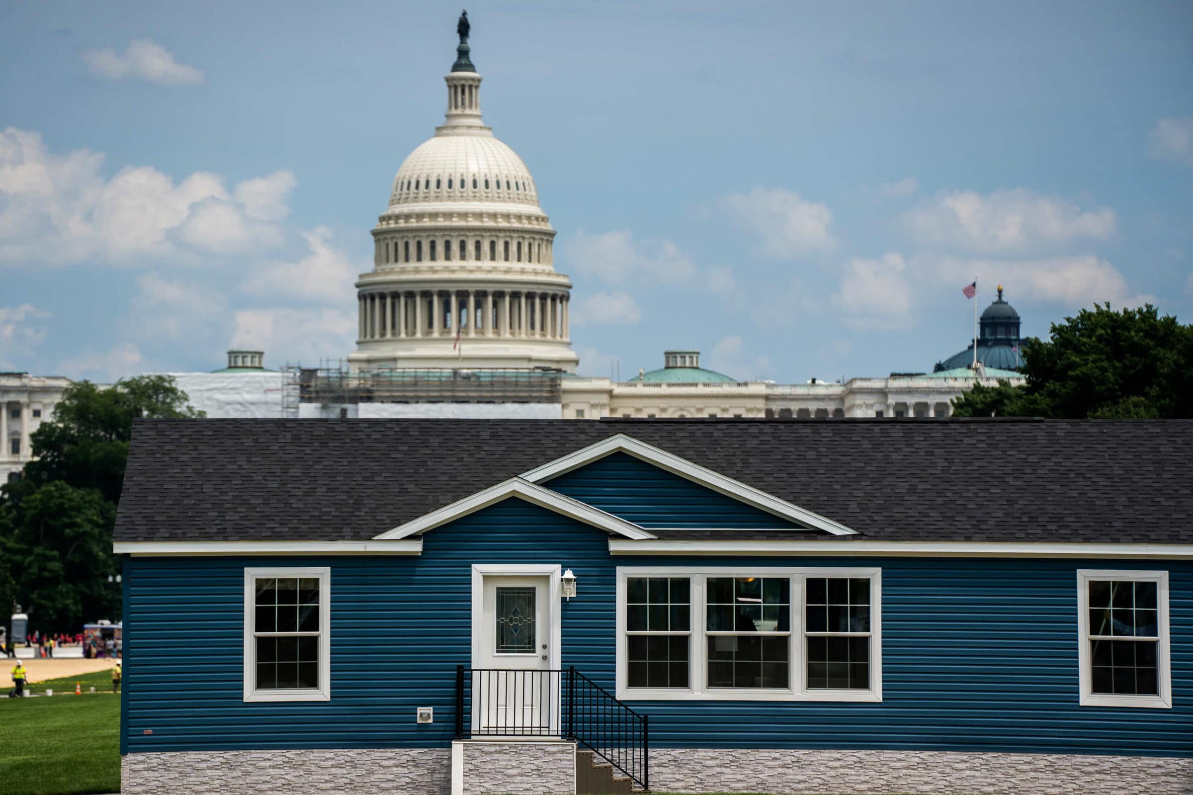 Blue House with Capitol Right Behind