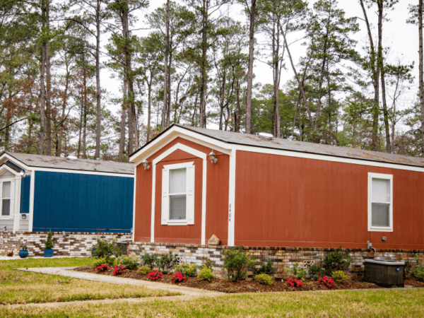 Blue and Red Manufactured homes