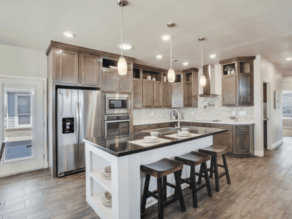 Kitchen area of a manufactured home