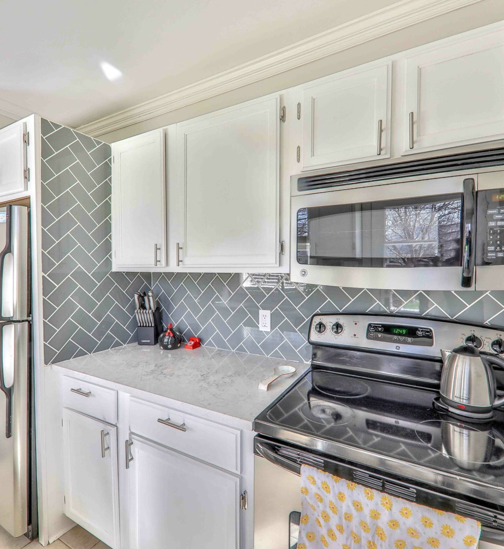 A modern kitchen inside a manufactured-home