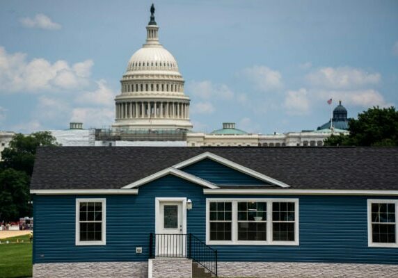 Blue House with Capitol Right Behind